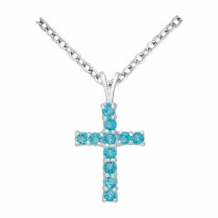 Strieborný prívesok Cross SVETLO MODRÝ