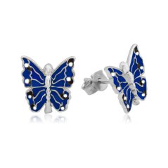 Stříbrné dětské náušnice Butterfly MODRÉ