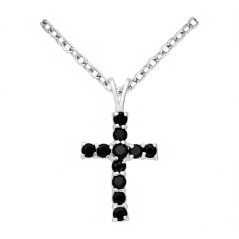 Strieborný prívesok Cross ČIERNY