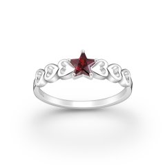 Stříbrný prsten Star ČERVENÝ