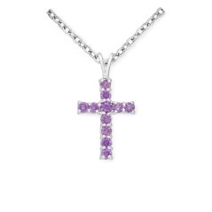 Stříbrný přívěsek Cross FIALOVÝ