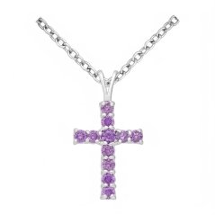 Stříbrný přívěsek Cross FIALOVÝ