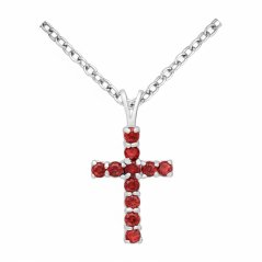 Stříbrný přívěsek Cross ČERVENÝ