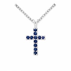 Stříbrný přívěsek Cross MODRÝ
