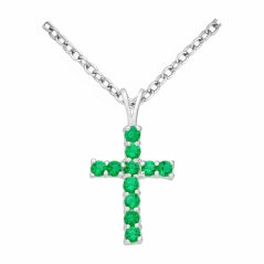 Stříbrný přívěsek Cross ZELENÝ