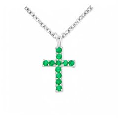 Stříbrný přívěsek Cross ZELENÝ