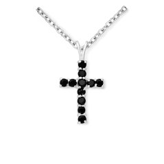 Strieborný prívesok Cross ČIERNY