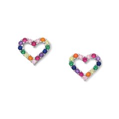 Strieborné náušnice Hearts FAREBNÉ