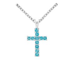 Strieborný prívesok Cross SVETLO MODRÝ